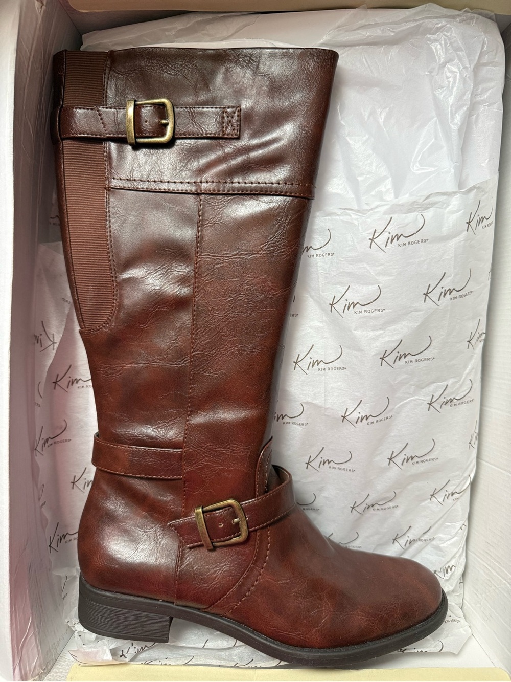 Kim Rogers Brown Mid-Calf Buckle Riding Boots